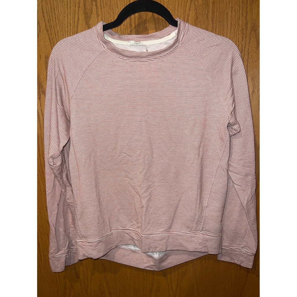Thread and Supply Striped Crew Neck Long Sleeve Sweatshirt Rosewood Ivory XS‎